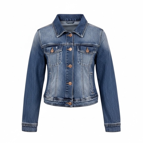 Express Jackets & Blazers - Express Womens Medium Wash Denim Jacket Blue Cropped Button Up Y2K Size XS